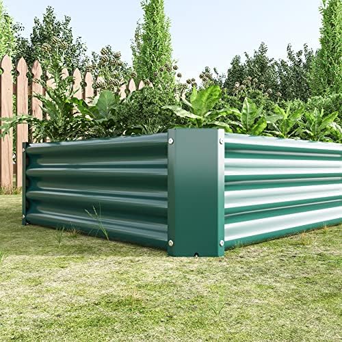 Metal Raised Garden Bed for Outdoor Vegetable & Flower Gardening: 7.6x3.7ft Large Galvanized Steel Planter Box, Easy Assembly Deep Root Garden Beds for Backyard, Patio (Green with 6x3x1ft) - Image 5