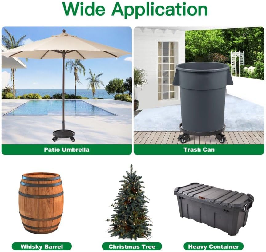 AMAGABELI GARDEN & HOME 16" Metal Plant Caddy Heavy Duty Rolling Plant Stand with Wheels Iron Potted Round Flower Pot Rack on Roller Dolly Holder Mover Indoor Outdoor Planter Trolley Casters Brakes - Image 6