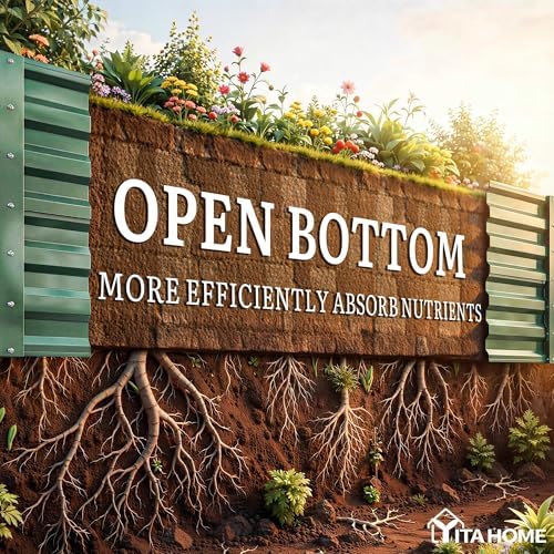 YITAHOME 4pcs 72x36x24 in Galvanized Raised Garden Bed Kit, Large Metal Planter Box with Gloves & Support Rod, Outdoor Flower Bed for Plants Vegetables, Green - Image 4