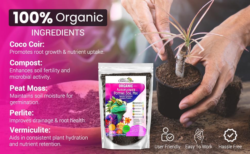 Organic Autoflower Potting Soil Mix – Ready-to-Use Living Soil, No Fertilizers Needed – Balanced Nutrients, Light Texture, Excellent Drainage, Boosts Germination & Root Growth (4 QUARTS) - Image 6
