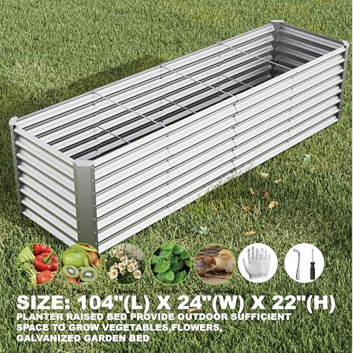 8x2x2ft Raised Garden Bed Kit, Galvanized Planter Garden Boxes Outdoor, Metal Raised Garden Beds for Vegetables,Fruits, Flower,Silver - Image 2