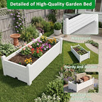 PatioZen Raised Garden Bed, Self-Watering Resin Planter Box, Planter Boxes Outdoor with Drain Plug for Vegetables, Flowers, Plants(Ashen) - Image 5