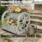 NestNature Wooden Wagon Planter Box|Raised Garden Bed W/Wheels for Plants - Image 5