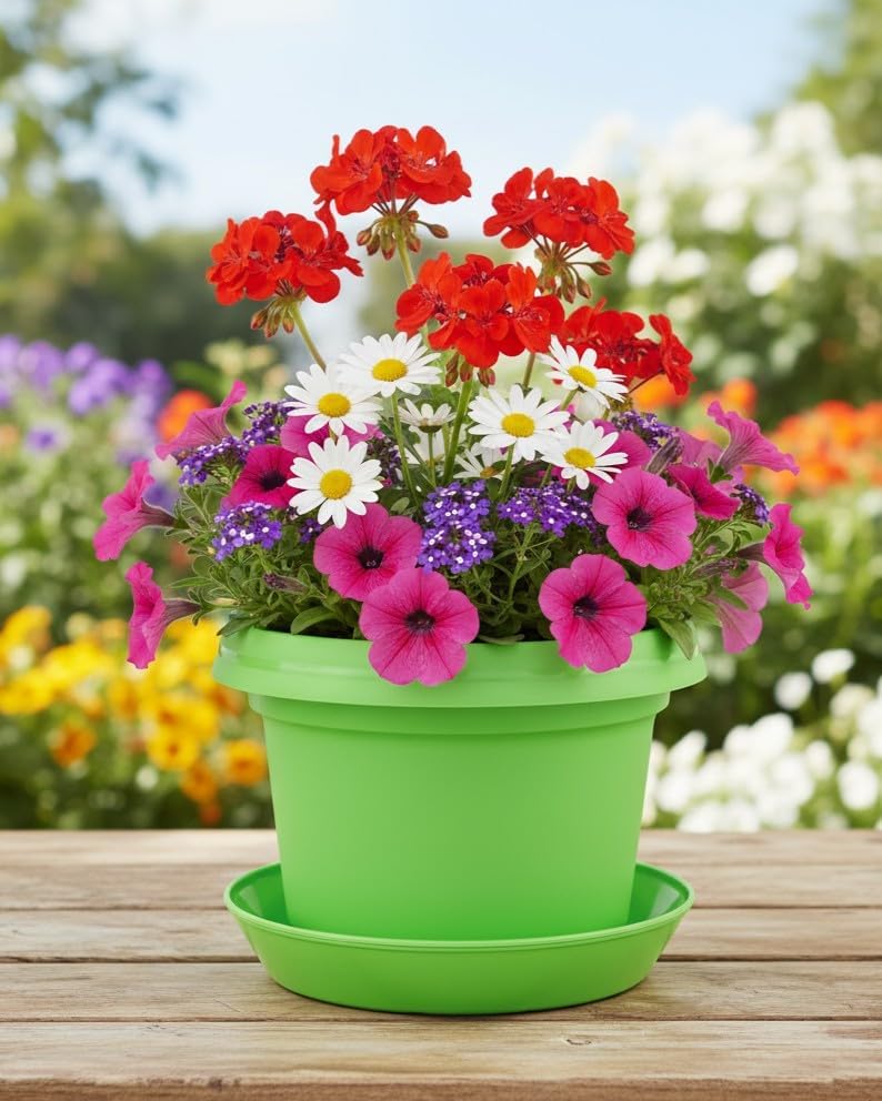 12-Piece Lime Green Flower Pot and Saucer Set, 2"–12" - Image 5