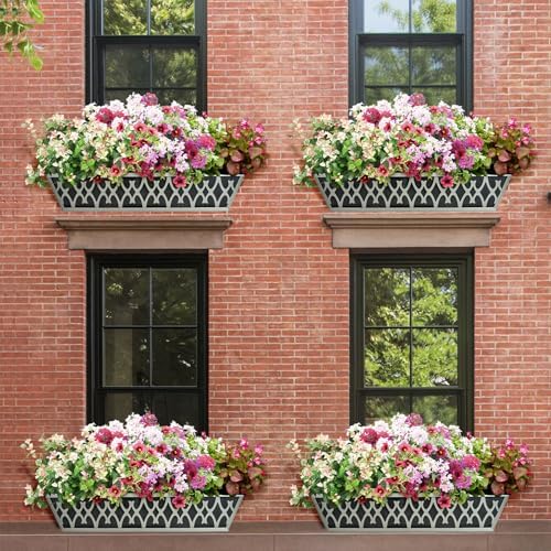 2 Pack 30 Inch Window Boxes Planters Railing Planter Box with Adjustable Brackets & Non-Woven Fabric Plant Grow Bags Deck Railing Planter Boxes Balcony Hanging Flower Box for Outdoor Plants - Image 7