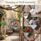 3 Pcs 3 Size Heart Metal Hanging Planter Indoor Outdoor, Silver - Image 5