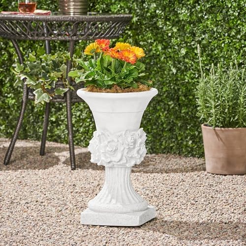Classic Urn Planter, 20 Inch Tall Flower Pots, Pedestal Flower Vases Plant Pot, Modern Large Flower Pots Outdoor Plant Pot for Flowers, Classic Decorative Planter for Indoor and Outdoor Plants - Image 2