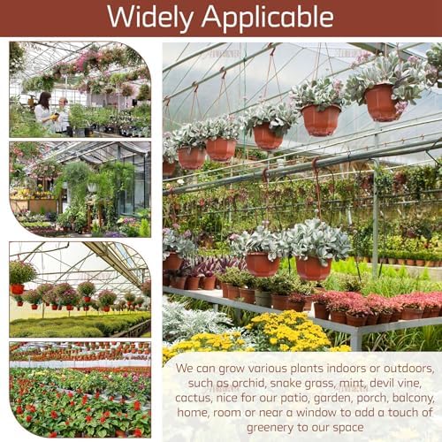 AUEAR, 50 Pack Plastic Hanging Plant Pots Containers Outdoor Indoor Planters with Drainage Holes Hooks Brown - Image 5