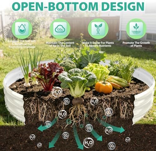 12 Inch Tall 72 Inch Diameter Round White Raised Garden Bed Kits Outdoor - Image 4