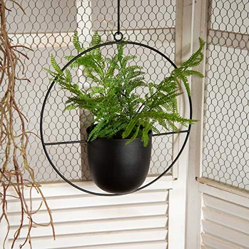 RISEON Boho Black Metal Plant Hanger,Metal Wall and Ceiling Hanging Planter, Modern Planter, Mid Century Flower Pot Plant Holder, Minimalist Planter for Indoor Outdoor Home Decor - Image 2