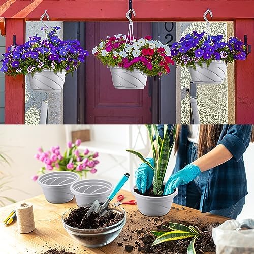 Tioncy 50 Pcs Plastic Hanging Baskets Planter Hanging Pot, White, 6.5 Inch - Image 3
