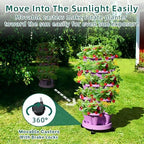 Strawberry Vertical Planter GardenTower, 5 Tiered Stackable Planter with Support Pole, Stacking Herb Vegetable Planters Indoor and Outdoor - Purple - Image 2