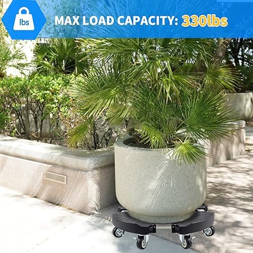 TreeGun 2 Pack Plant Caddy with Wheels Heavy Duty with 8 Lockable Casters, Rolling Plant Stand Adjustable for 8inch-22inch Outdoor Indoor Large Plant, Plant Stand with Wheels 500lbs Capacity - Image 5