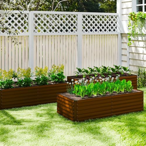 NAVINE 8x4x3ft Outdoor Metal Raised Garden Bed, Metal Planter Box, 2-Pack - Image 3