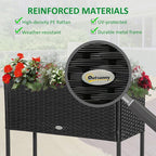 Outsunny Raised Garden Bed Elevated Planter Box Tool Storage Shelf Black - Image 5