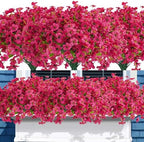 Uieke 72 Bundles Artificial Fake Flowers Outdoor UV Resistant Faux Plants Plastic Cemetery Flowers No Fade Outside Home Garden Porch Window Box Summer Décor -Rose Red by Uieke