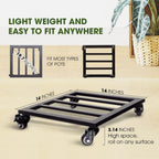 IDZO 14-Inch Plant Caddy with Lockable Wheels, Metal Cast Iron - Black - Image 5