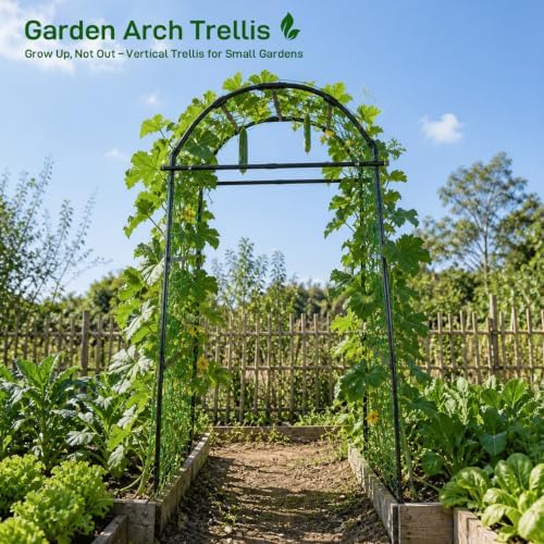 FOLLOOK Garden Arch Trellis for Climbing Plants Outdoor, 6.7ft, Black - Image 2