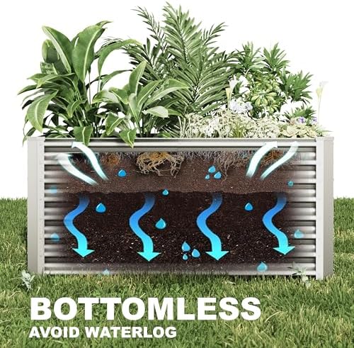 8x2x2ft Raised Garden Bed Kit, Galvanized Planter Garden Boxes Outdoor, Metal Raised Garden Beds for Vegetables,Fruits, Flower,Silver - Image 5