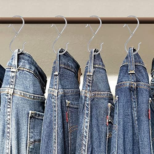Waitkey 48 Pack S Hooks for Hanging, 3.5 inch Heavy Duty Metal S Hooks with Safety Buckle S Shaped Hooks Pot Rack Closet Hooks for Hanging Plants, Clothes, Kitchen Utensil, Pots, Pans, Bags (Silver) - Image 6