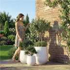 DTY Premium Mt Wilson Tall Tapered Fiberstone Planter for Indoor Outdoor Use, Modern Large Olive Tree Pot with Drainage Hole, Includes 2 Coco Mats. White, Small 11'' D x 12'' H. 8.3” Pot Opening - Image 7