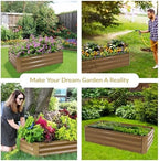 Sunnydaze Galvanized Raised Garden Bed, Rectangle, 4x2x1 ft, Brown - Image 4