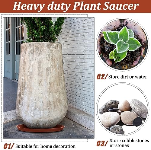 Eccliy 6 Pack Plastic Plant Saucer, Round, 18 Inch, Terracotta - Image 5