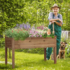 Yaheetech Raised Garden Bed 1Pcs Elevated Wood Planter Box, Dark Brown - Image 2