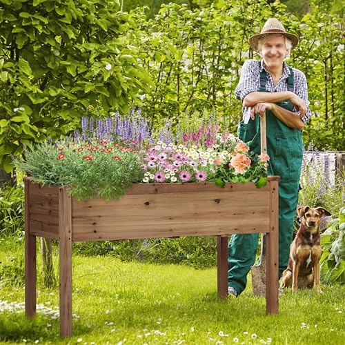 Yaheetech Raised Garden Bed 1Pcs Elevated Wood Planter Box, Dark Brown - Image 2