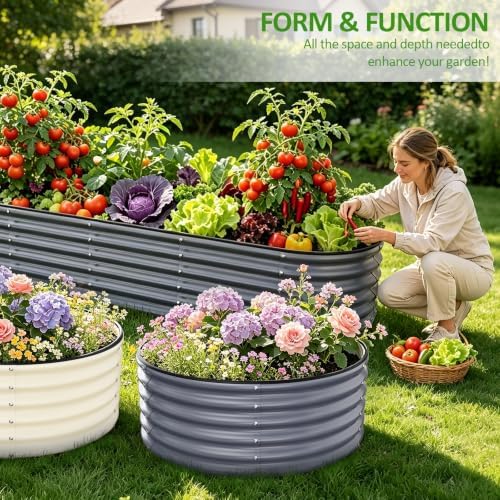 Gruper Raised Garden Bed, 3.5ft x 17'' Tall Round Metal Planter - Image 2