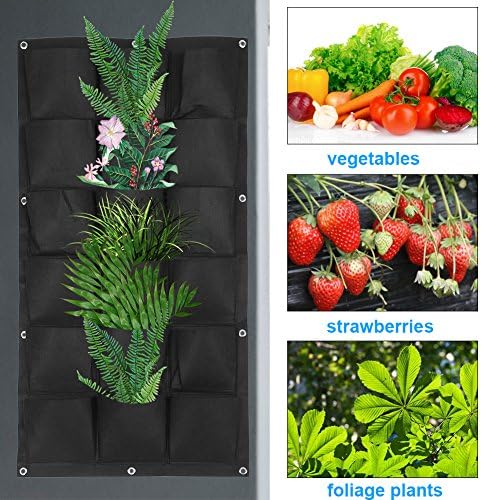 Garden Planter Bag with 18 Pockets, Vertical Wall Hanging Flower Planter for Balcony, Outdoor Patio Plant Organizer - Image 4