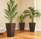 Tall Rattan Style Planters, Set of 3, 24 Inch, Brown by Noeko