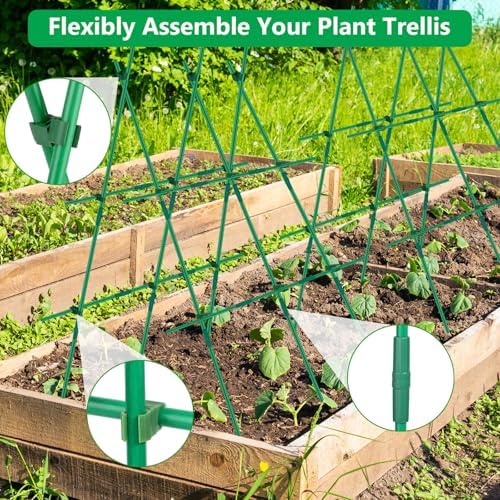 Lezmarket 150 Pack Garden Stakes(16" Each), Plant Support Stakes, DIY 4ft 5ft 6ft 7ft Sturdy Fiberglass Plant Sticks Support Garden Trellis for Growing Climbing Tomato Vegetables Flowers - Image 5