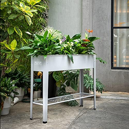 Metal Raised Garden Bed,Raised Planter Box with Legs,Herbs and Vegetables Planter Suitable for Outdoor Patio Deck and Porch (Gray) - Image 3