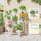 7 Tier Plant Stand Indoor Outdoor, Corner Tiered Plant Stands, Planter Display Rack for Multiple Plants, Wrought Iron Flower Stand, Folding Tall Plant Rack Shelf for House Patio Garden - WhiteWave - Image 4
