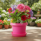 Flower Pots with Saucers, 9 inch, Pink, Case of 5 - Image 5