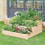 Topeakmart 3 Tier Raised Garden Beds Outdoor Wood Vertical Planter Box,Wood - Image 2