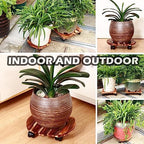 5 Pack Plant Caddy with Wheels Heavy Duty 13.5 Inch Wooden Plant Stand on Wheels Plant Dolly Rolling Plant Stand Plant Roller with Casters for Indoor and Outdoor with 5 Pack Plant Saucers, Round - Image 3
