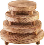 Geetery 4 Pcs Wooden Risers for Display Wood Pedestal Stand, Light Brown by Geetery