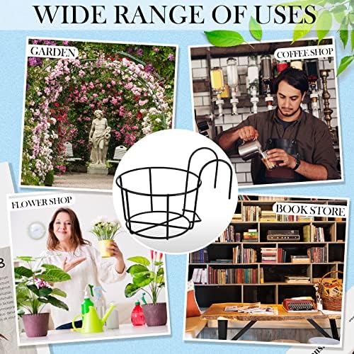 12 Pcs Hanging Railing Planters 6 Inch Flower Pot Holders Black Potted Stand Railing Planter Iron Rack Balcony Planter Basket Small Shelf Container for Indoor Outdoor Balcony Fence Garden Flower Pot - Image 5