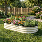 SnugNiture 2 Pcs 6x3x1ft Oval Metal Raised Garden Bed for Vegetables, White - Image 6
