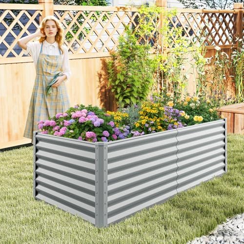 GIANTEX 6x3x2ft Raised Garden Bed, Large Metal Elevated Rectangular Planter Bed, 271 Gallon Capacity, Outdoor Planting Garden Box for Vegetable Flower Herb Grow (Grey) - Image 2