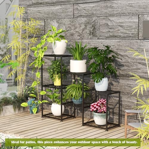 Metal Plant Stand Indoor Metal Plant Stands Outdoor Tiered Plant Shelf for Multiple Plants, 3 Tiers 7 Potted Ladder Plant Holder Table Plant Pot Stand for Window Garden Balcony Living Room - Image 7