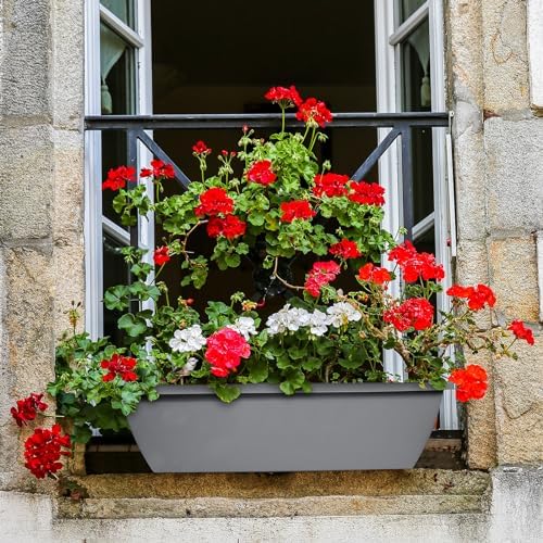 12 Pcs 24 inch Window Box Planter, Large Rectangular Flower Planter Boxes with Shelf Insert Plastic for Indoor and Outdoor Garden, Balcony Home Decor (12, 24 inch) - Image 6