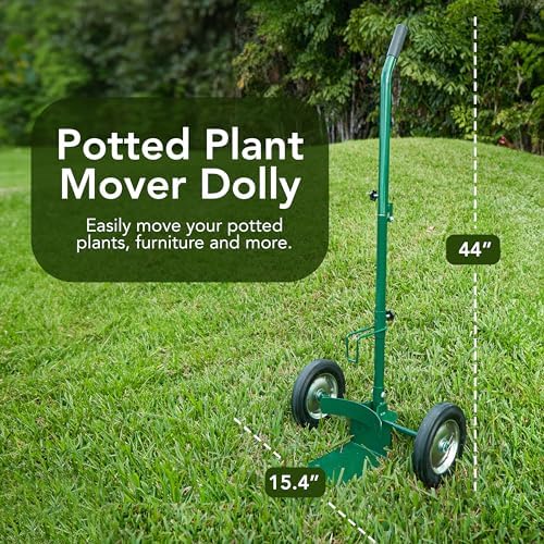 GOLETIO Potted Plant Mover Dolly with Flat-Free Rubber Wheels - Heavy-Duty Plant Pot Mover Caddy with Adjustable Grip and Foldable Handle for Indoor and Outdoor - Image 2