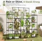 GENTINGBRO Metal Plant Stand Outdoor 63" Tall Plant Shelf for Plants 14-Tier Large Plant Sheves for Indoor Plants Living Room Heavy Duty Rack Garden Balcony Patio Hanging Planter - Image 3