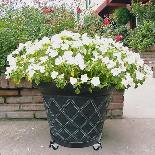 2 PACK 16 Inch Heavy Duty Plant Caddy With 360° Lockable Wheels,500 Lbs Capacity,Outdoor Indoor Rolling Plant Stand With Casters,Black Large Plant Dolly Potted Planter Cart For Big Flower Plant Pots - Image 6
