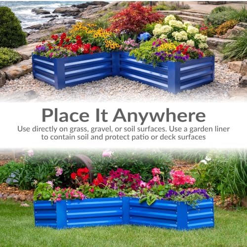Sunnydaze L-Shaped Galvanized Raised Garden Bed for Vegetables & Flowers - Image 3
