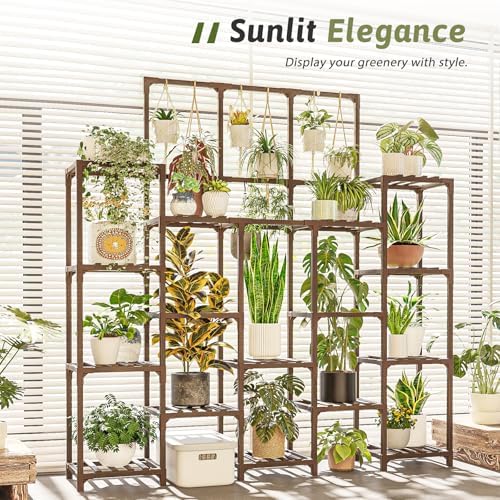 GENTINGBRO Plant Stand Indoor Outdoor 63" Tall Plant Shelf for Plants 14-Tier Large Plant Sheves for Living Room Heavy Duty Plant Rack Garden Balcony Patio Hanging Planter - Image 6