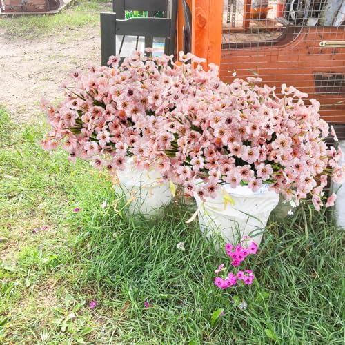 Uieke 72 Bundles Artificial Flowers for Outdoors UV Resistant Fake Silk Flowers No Fade Greenery Shrubs Plants for Outside Planter Home Garden Porch Window Box Spring Summer Décor (Pink) - Image 4